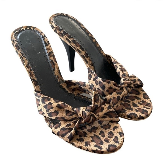 Fioni Leopard animal print Knot Slide  Heels Shoes Size 7.5 - Picture 8 of 12